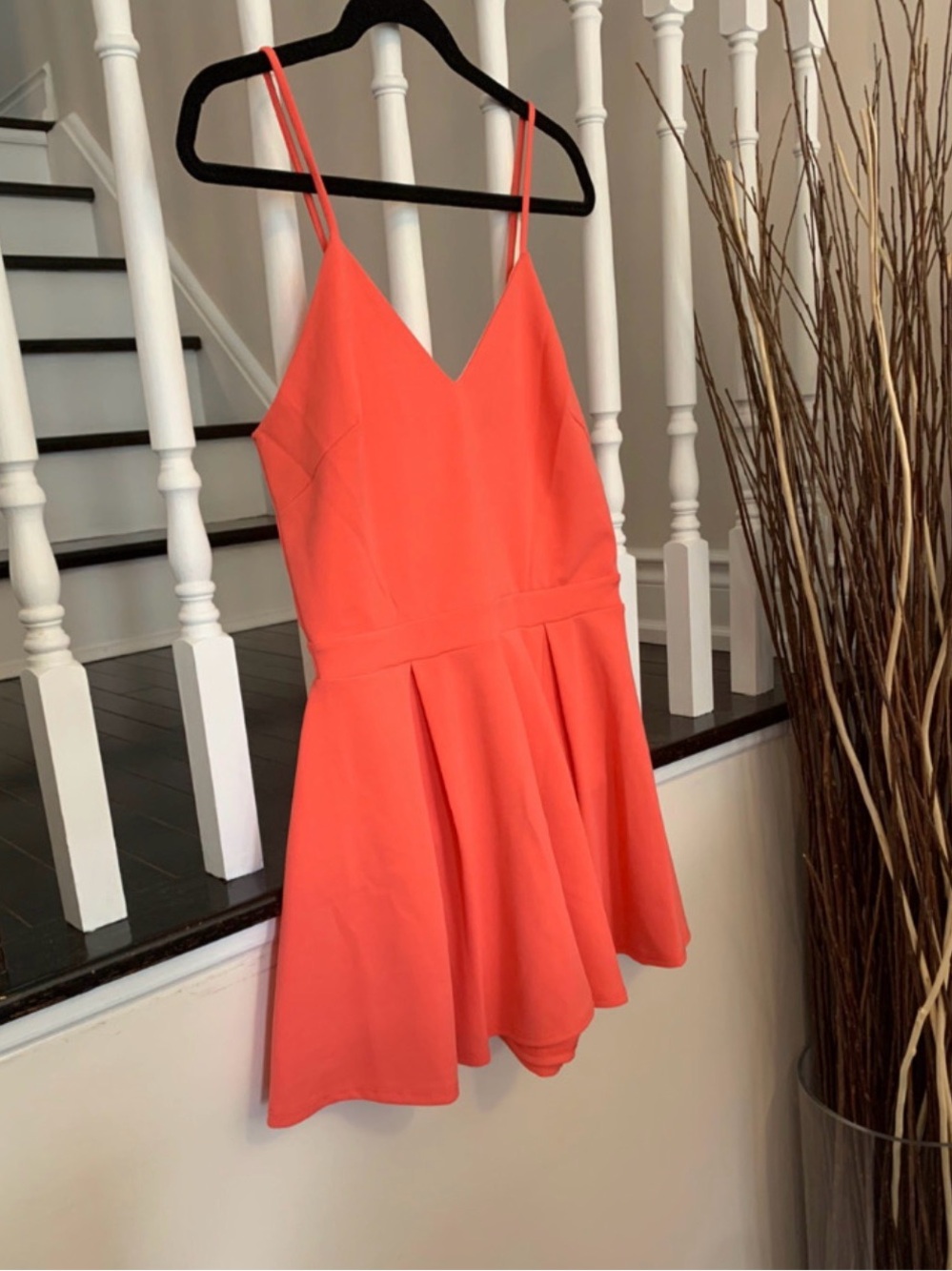 Coral V-Neck Spaghetti Strap Romper